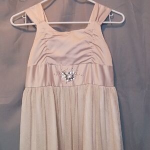 Avon Elegant Cream Girls Dress with Silver Accents - Size 7-8